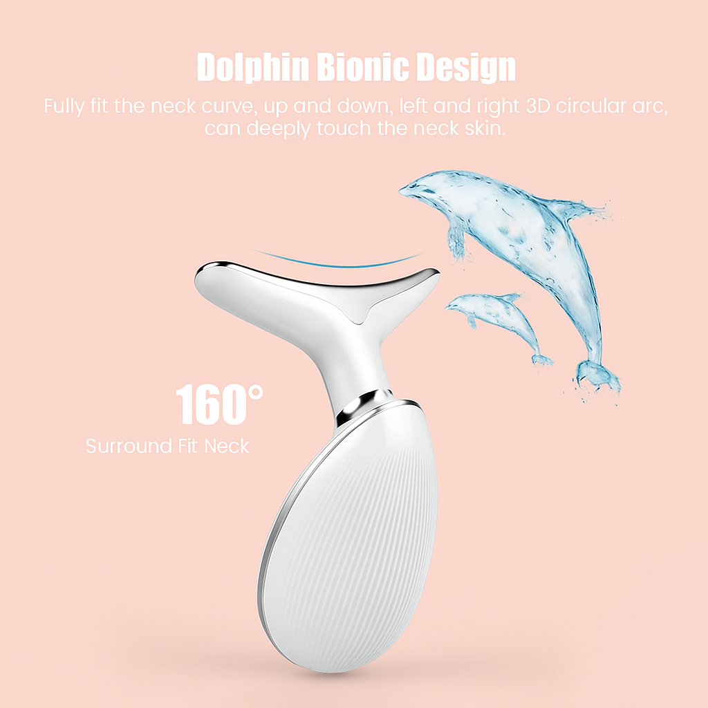 2025 New Face and Neck Massager Tool, 7 Colors LED Womens Skin Care Facial Massager for Skin Rejuvenation, Lifting, Toning, Glow Boost-White